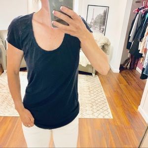Vince Black U neck T Shirt Size XS